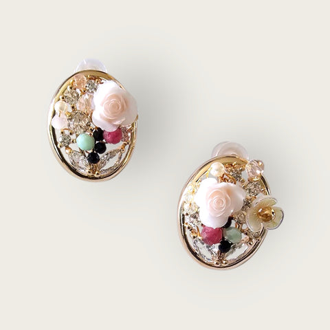 MCLuxe-Celeste Bloom-Rose Garden Crystal Oval Earrings- R0104350