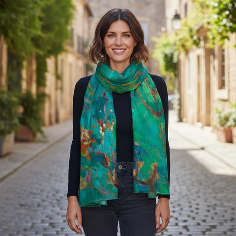 Zura - 100% Australian Merino Fine Wool Scarf-Abstract Cool