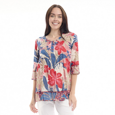 Orientique - Cotton Pleated Top - Cavailon