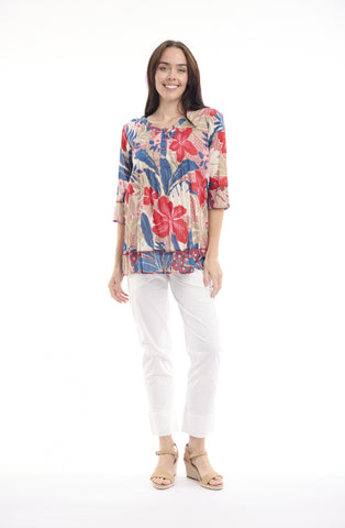 Orientique - Cotton Pleated Top - Cavailon