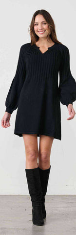 Caju - CZ959 Half Rib Knit Tunic Black