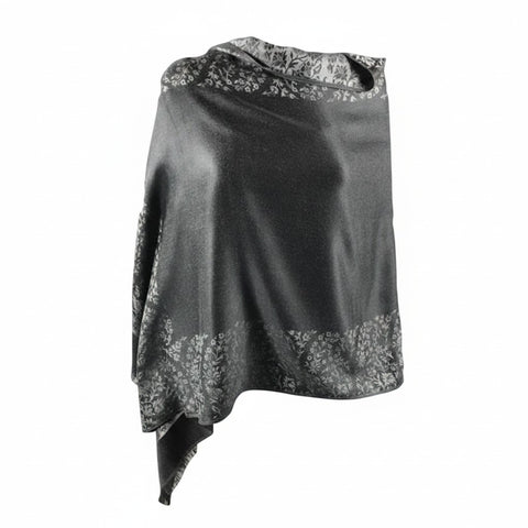 AUTN - Double Sided Paisley Border Wrap - Blkgrey - P91322- 2BkBge