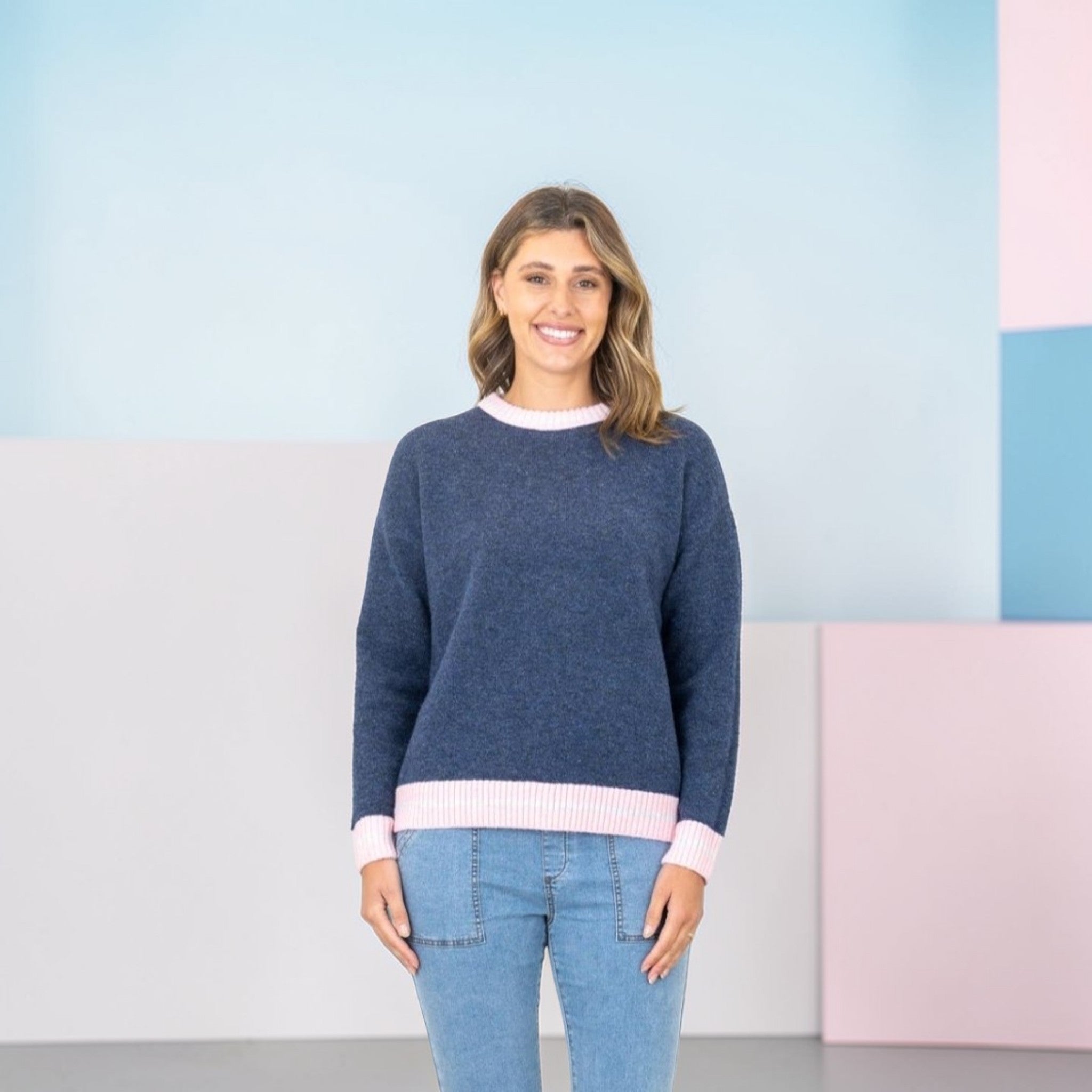 Bromley - Clara Trimmed Jumper - Denim