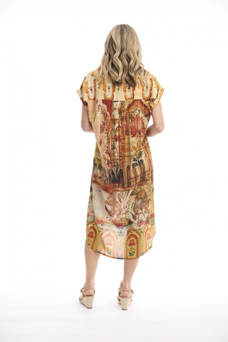 Orientique - Digital Shirt Dress With Collar - Indian Vibes