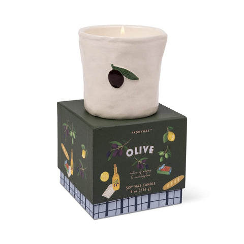 Paddywax - Bistro Embossed Ceramic Boxed Candle- Fig & Olive