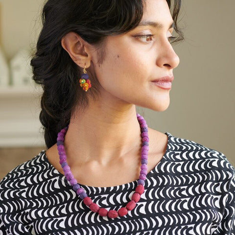WorldFinds - Kantha Couplet Necklace-Burgundy
