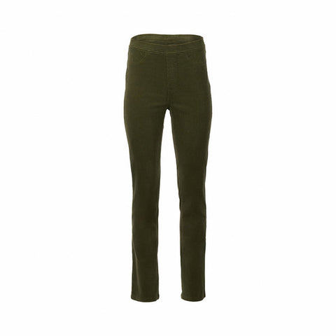 Vassalli - Slim Leg Full Length Pinwale Cord Pull On - Deep Sage