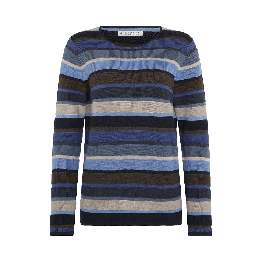 Mansted - Mathilde Eco Stripe Crew Neck Jumper - Navy