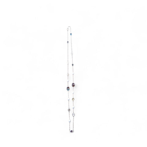 MCLuxe - Platinum Plated Longstation Multigem Necklace