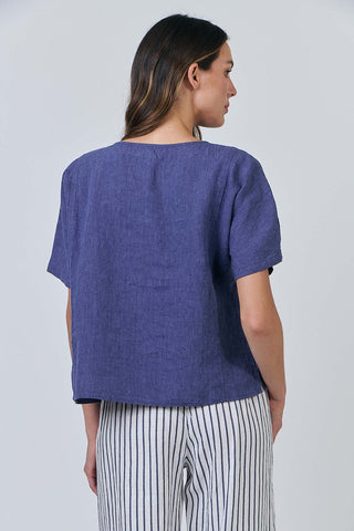Naturals by O&J - Linen Minimilstic Top-Blueberry