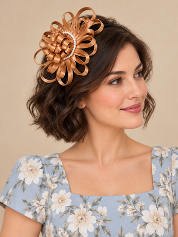 Melange - Satin Swirl Fascinator Headband - Champagne