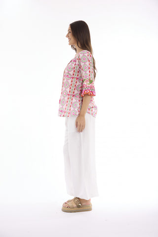 Escape by OQ - Maalti Frill Sleeve Top - Pink