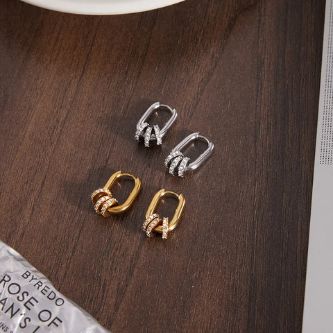 MCLuxe - Solène 14k Gold Vermeil Convertible Crystal Huggie Earrings