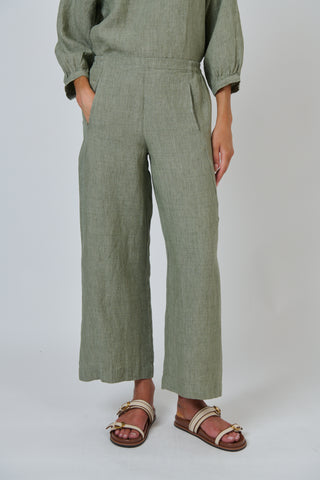 Naturals by O&J - Wide Leg Linen Pant- Artichoke