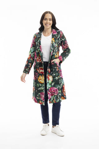 Orientique - Printed Long Jacket - Winter Rose