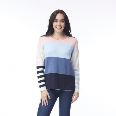 Orientique - Reversible Knit Cotton Jumper - Denim Block