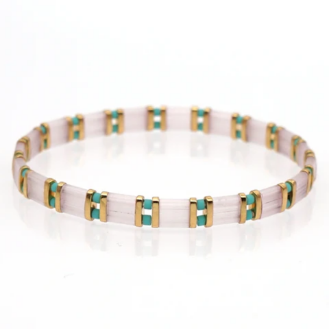 MCLuxe - Handmade Marbleized Tila Beaded Stretch Bracelets