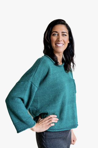 JJSisters - Wool Blend Knit with Pocket - Teal