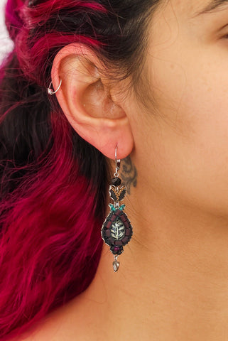 Ayala Bar - C2374 Obsidian Set, Black Drop Earrings - Ink