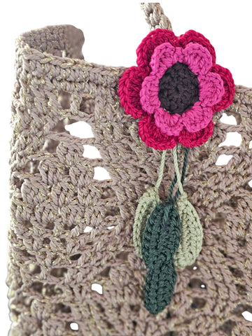 Melange Chic - Hampton Crochet Tote - Beige Gold - 2 Sizes