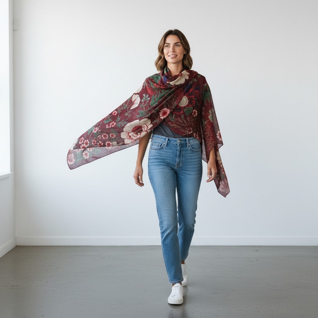 AUTN -  Floral Scarf - Peach - SC310133-04