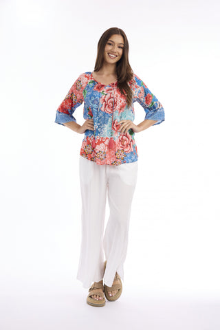 Escape by OQ - V Neck Frill Sleeves Top - Clarissa
