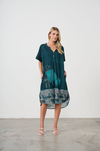 Holmes & Fallon - Scoop Hem Dress-Lotus Print