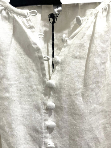 Two T's - Linen Button Front Top-White