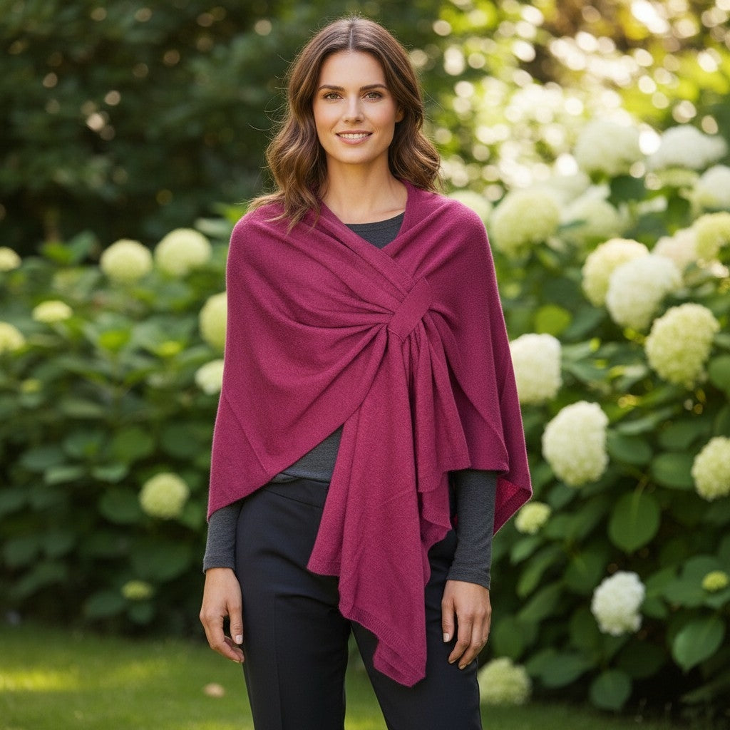 AUTN - Knitted Crossover Wrap - Fuschia - PH350027-16