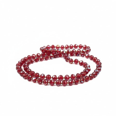 MCLuxe - Hand knotted Glass Crystal Bead Necklace - Red tones