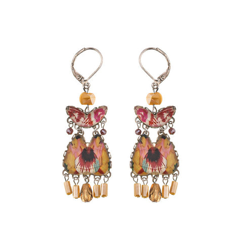 Ayala Bar - R2423 Sunflower Surprise Set, Drop Glass Earrings - Mustard
