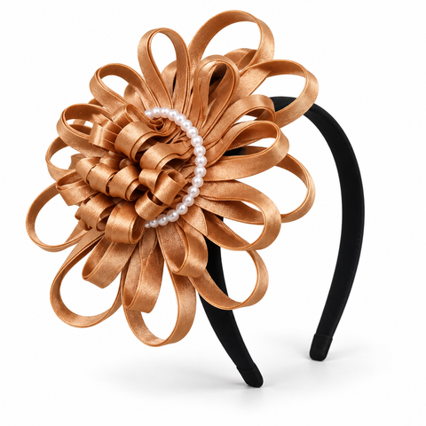 Melange - Satin Swirl Fascinator Headband - Champagne
