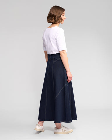 Vassalli - Akari Midi Length Skirt - Ink Denim