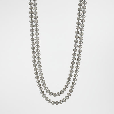 MCLuxe - Hand knotted Glass Crystal Bead Necklace - Smoke