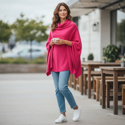 AUTN - Multi-Way Wearing Poncho - Magenta - PH210540-14