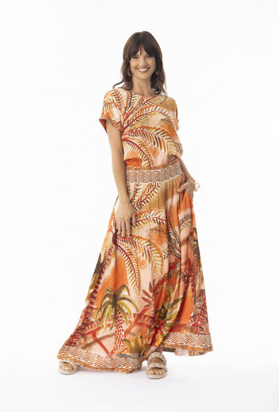 Escape by OQ - Martina Maxi Skirt with Pockets - Tropical Print