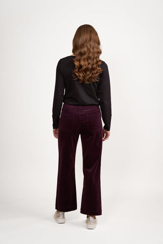 Vassalli - Wide Leg Ankle Grazer Pant - Mulberry