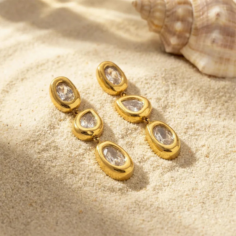 MCLuxe - Seraphine 18K Gold Plated Zircon Drop Earrings – Waterproof Stainless Steel