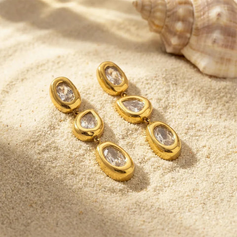MCLuxe - Seraphine 18K Gold Plated Zircon Drop Earrings – Waterproof Stainless Steel