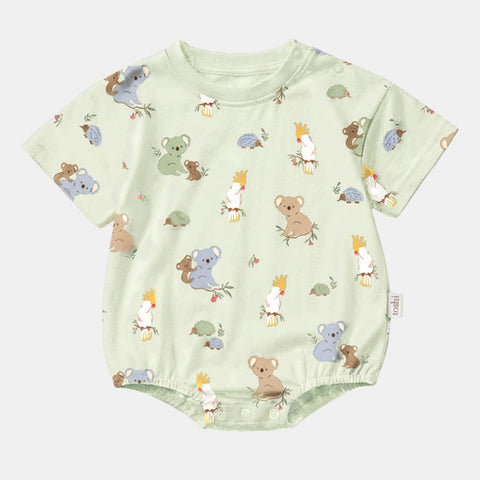 Toshi - Onesie S/S Bubble Arcadia - Gumnut Babies - Eucalyptus