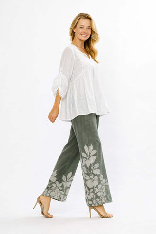 La Strada - 100%Tencel Pants - Khaki/Beige