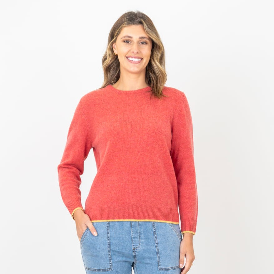 Bromley - Cable Knit Wool Jumper - Coral