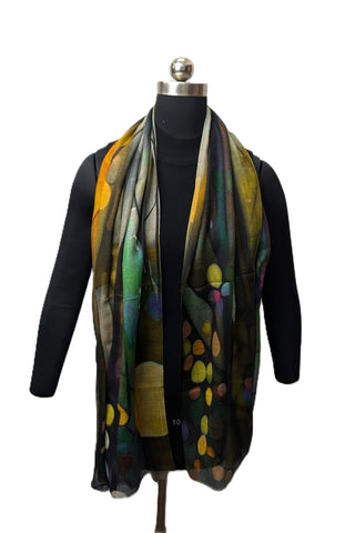 United - Wool/Silk Print Scarf - Moonlit Grove*