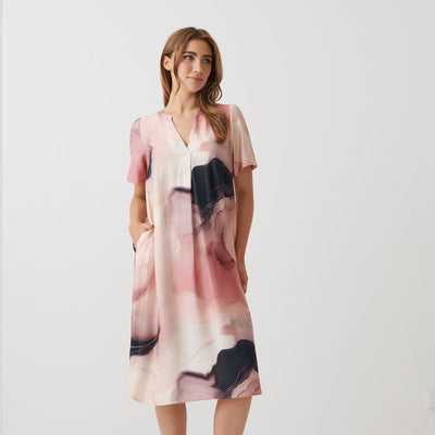 Holmes & Fallon - Desert Mirage Dress with Shirred Panels - Rose