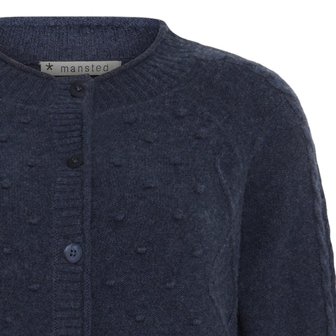 Mansted - Cabo Merino Cable Cardigan - Soft Blue