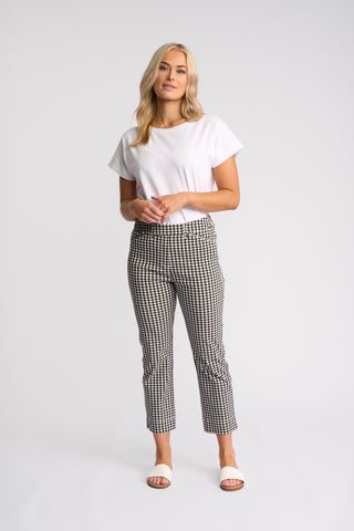 Vassalli - Tint 7/8 Pull On Pant - Black Gingham