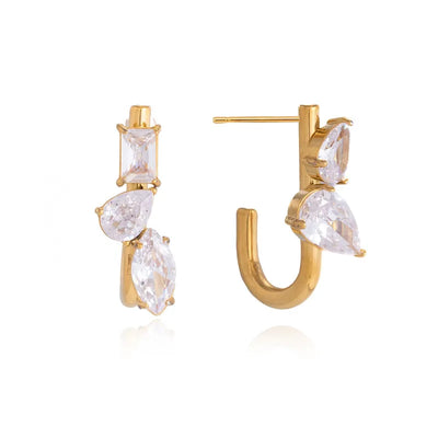 MCLuxe - Celeste Asymmetry Crystal Huggie Earrings