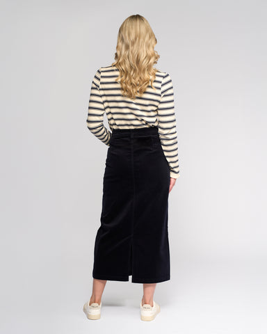 Vassalli - Lane Midi Length Cord Skirt - Midnight