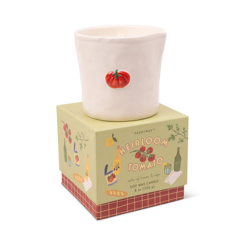 Paddywax - Bistro Tomato Embossed Ceramic Candle - Heirloom Tomato