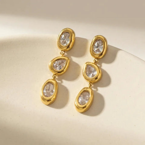 MCLuxe - Seraphine 18K Gold Plated Zircon Drop Earrings – Waterproof Stainless Steel